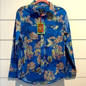 NWT Houston White Floral Button-Up Shirt Long Sleeve dress shirt